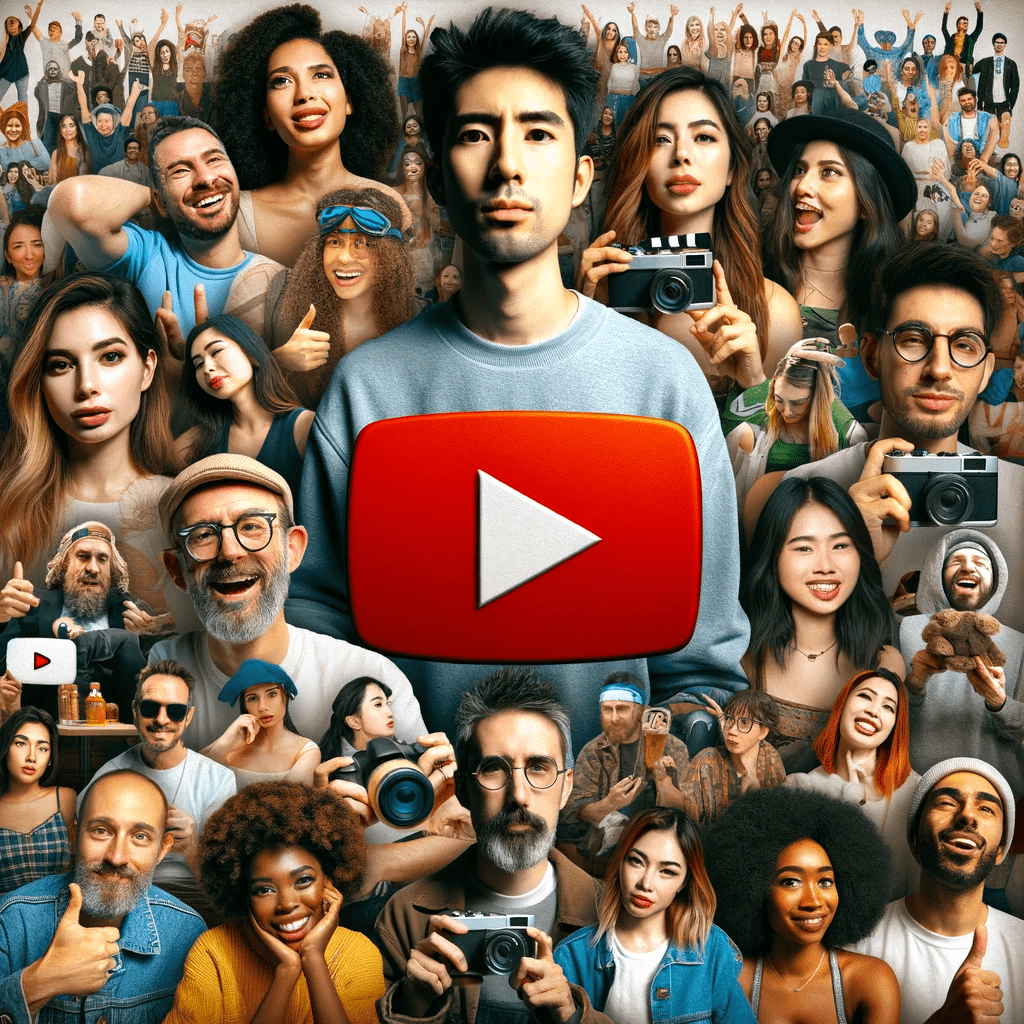  Collage of various successful YouTube content creators, representing the diversity and creativity in content creation.